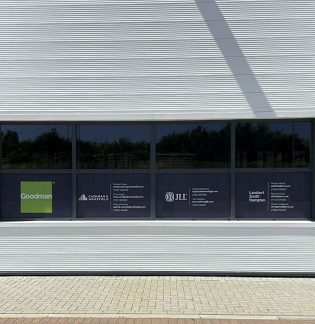 Large format print branding for launch event across two sites (Crossways 241 & Purfleet 343)