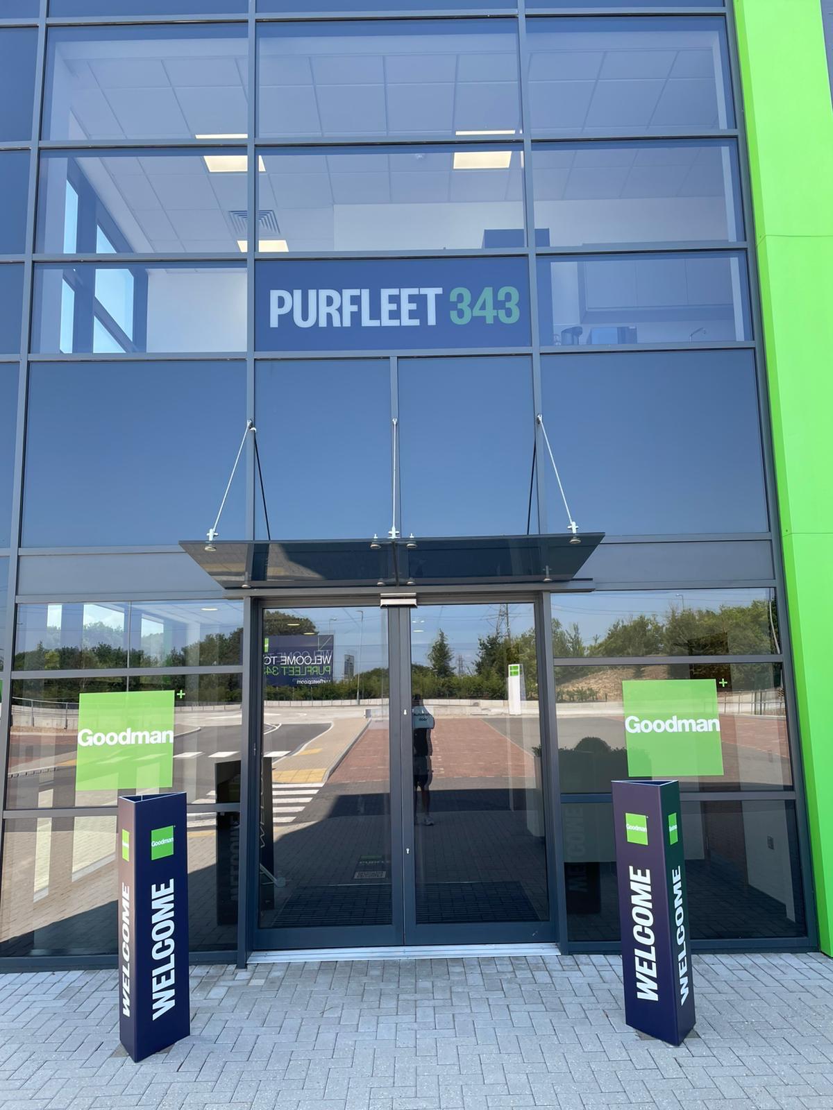 Large format print branding for launch event across two sites (Crossways 241 & Purfleet 343)